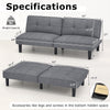 Convertible gray futon sofa bed with 6-position adjustable backrest, ideal for relaxing or sleeping, featuring sturdy.