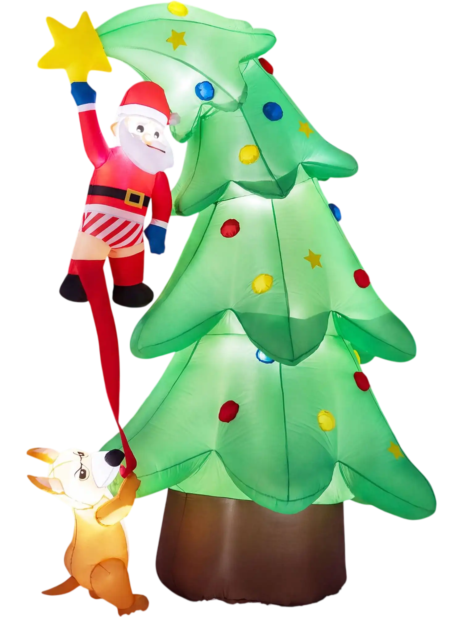 Costway 7.6' Inflatable Christmas Tree Dog Chasing Santa Outdoor Decoration 63624841 New