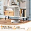7-cube bookcase with 4 tapered metal legs raised 4.5” for easy cleaning and enhanced stability.