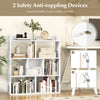 7 cubes open-back bookshelf in white with anti-toppling devices, ideal for safe storage in living room or office.