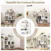 7-cube open-back bookshelf in white, featuring spacious storage and anti-toppling devices, ideal for living room or.