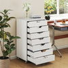 7-drawer white storage cabinet with removable wheels, perfect for versatile organization in living rooms, bedrooms, or.