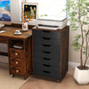 7-Drawer Chest Wooden Storage Dresser with Lockable Wheels-Rustic Brown - Gallery View 1 of 12