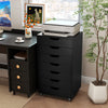 7-Drawer Chest Wooden Storage Dresser with Lockable Wheels-Black - Gallery View 1 of 12