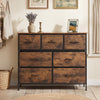7-Drawer Wide Dresser with 2-Sized Folding Fabric Drawers for Bedroom-Rustic Brown - Gallery View 1 of 10