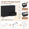 7-drawer wide dresser in black with removable fabric drawers, ideal for organizing clothes and accessories in any room.