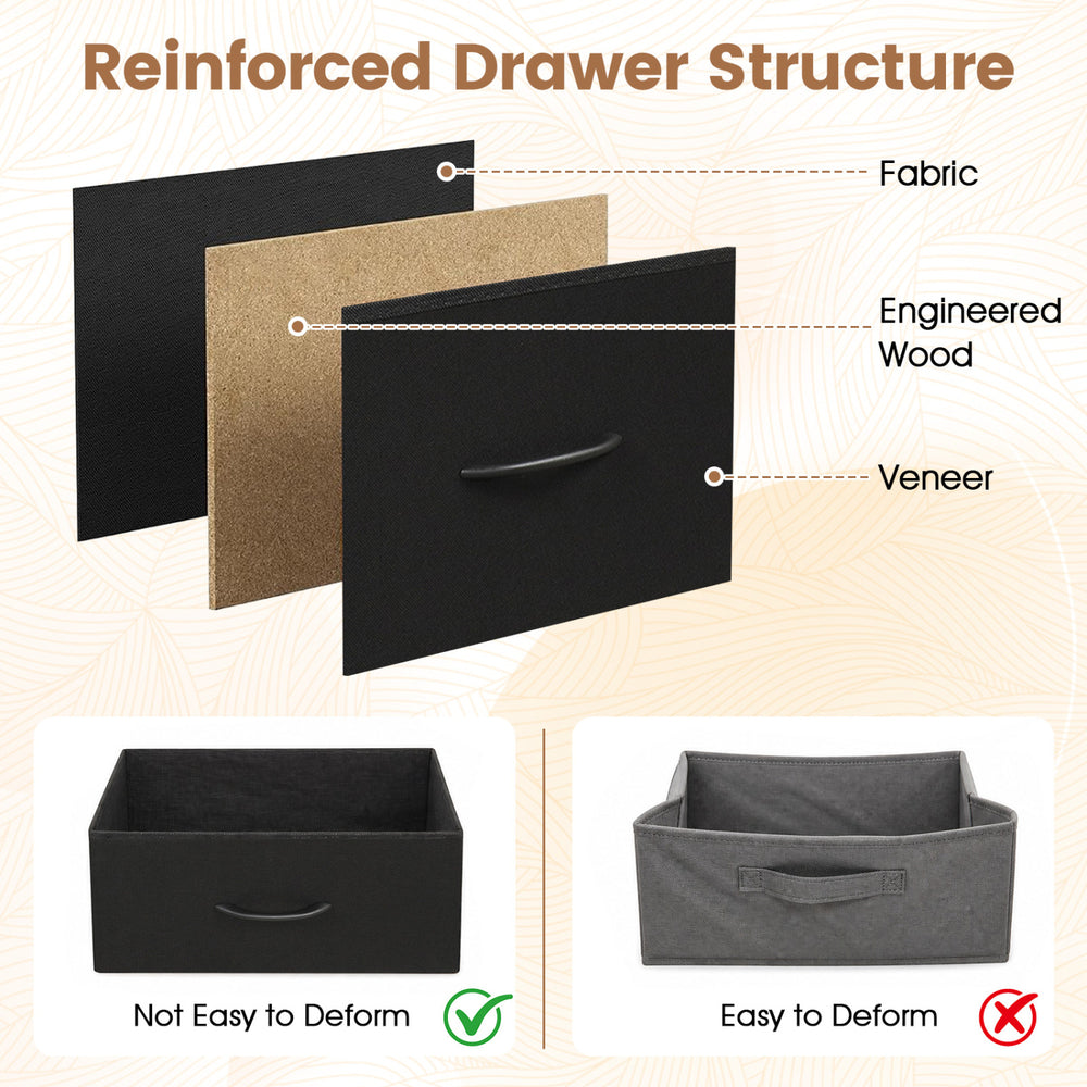 Reinforced drawer structure of the 7-drawer wide dresser ensures durability and ample storage for bedroom organization.