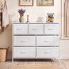 7-Drawer Wide Dresser with 2-Sized Folding Fabric Drawers for Bedroom-White - Gallery View 1 of 10
