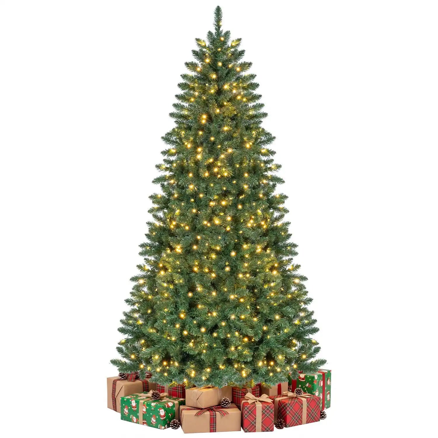 Costway Pre-Lit Hinged Artificial Half Christmas Tree 5/6/7' 19499573 New