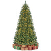 7 FT artificial half Christmas tree with 427 branch tips, featuring warm white LED lights, perfect for tight corners and apartments.