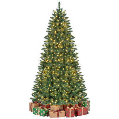 Costway Pre-Lit Hinged Artificial Half Christmas Tree 5/6/7' 19499573 New