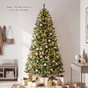 7 FT artificial half Christmas tree designed for small spaces, featuring a compact shape and 250 warm white LED lights.