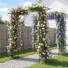 7 FT garden arch arbor with flat top design, featuring climbing roses and wisteria for a stunning outdoor focal point.