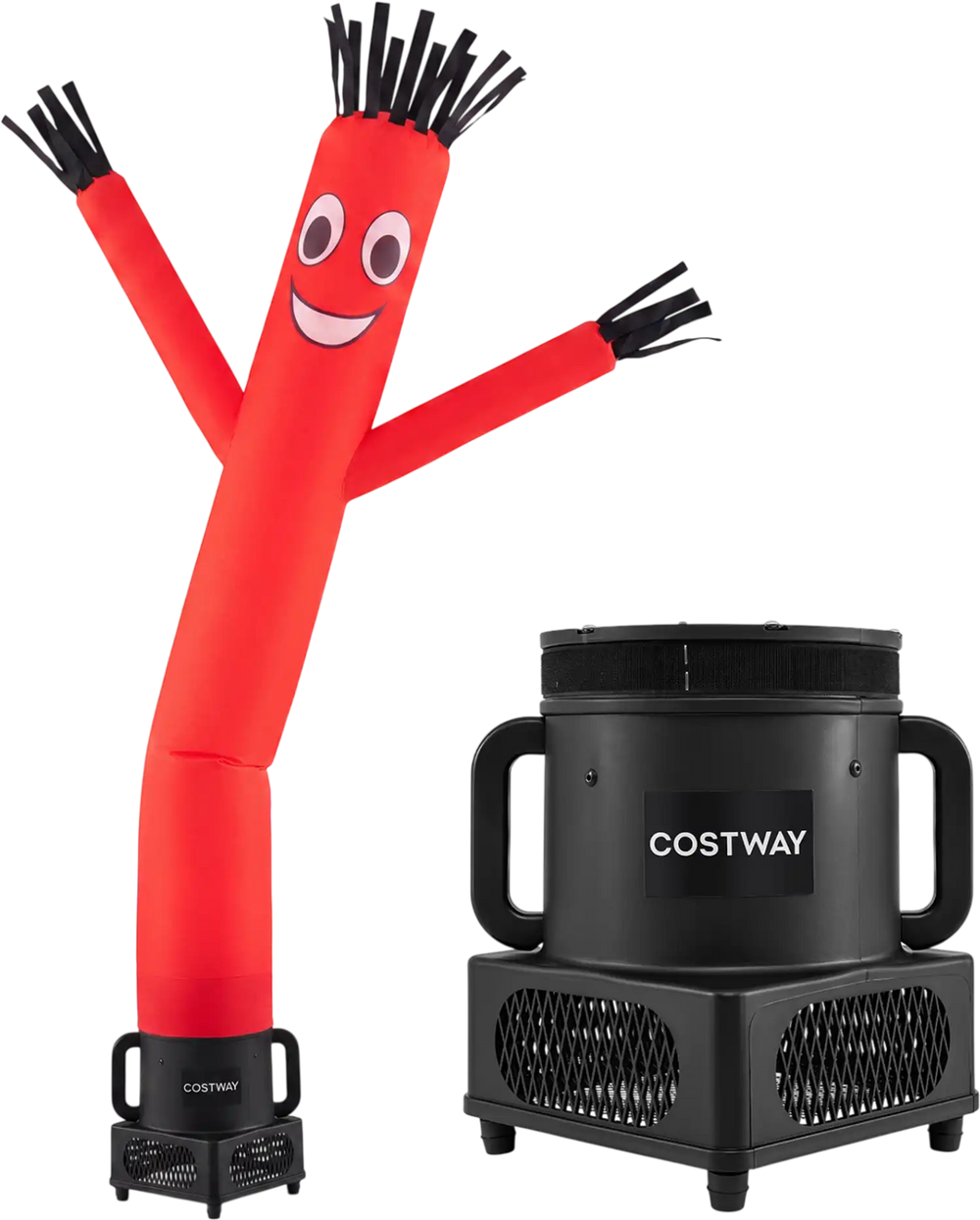 7 FT inflatable tube man with blower features a bright smile and energetic sway, perfect for outdoor business promotion.