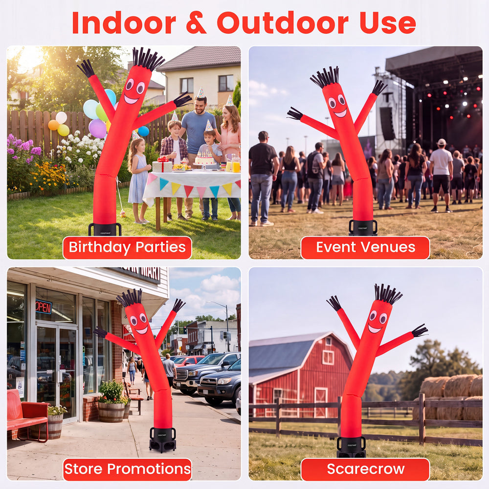 7 FT inflatable tube man with blower, designed for outdoor business promotion, features vibrant colors and energetic sway.