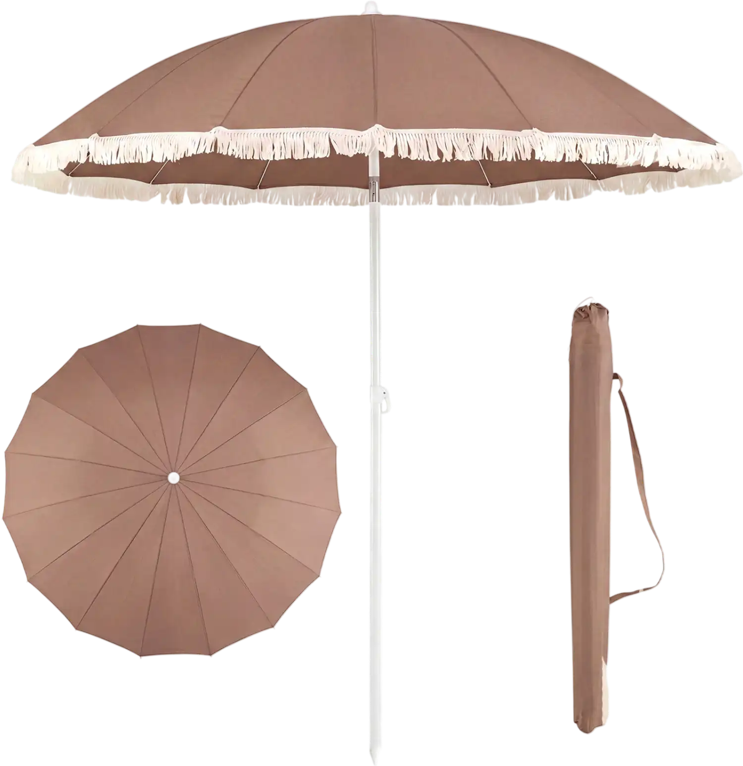 Costway 7' Patio Umbrella Boho Fringe Tassel Outdoor Beach Garden Poolside 33378799 New