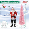 7 FT pink artificial Christmas tree with 575 snow flocked PVC branch tips, perfect for festive holiday decoration.