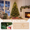 7 FT pre-lit artificial Christmas tree featuring realistic PE and PVC materials with 310 warm white LED lights for festive charm.