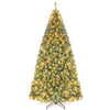 7 FT pre-lit artificial Christmas tree featuring 350 adjustable warm LED lights, perfect for festive holiday displays.