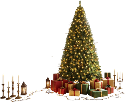Costway 7' Pre-Lit Artificial Christmas Tree 350 Warm LED Lights 22847566 New