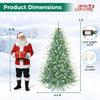 7 FT pre-lit artificial Christmas tree with 400 LED lights, shown with gloves and dimensions for holiday displays.