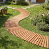 Curved 7 FT wooden garden pathway with anti-slip surface, ideal for enhancing outdoor gardens and patios.