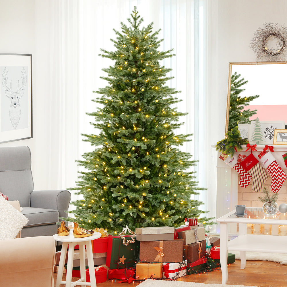 5/6/7 Feet Artificial Christmas Tree with 1426/2116/3156 Lush PVC and 200/300/400 Warm White LED Lights-L - Gallery View 1 of 11