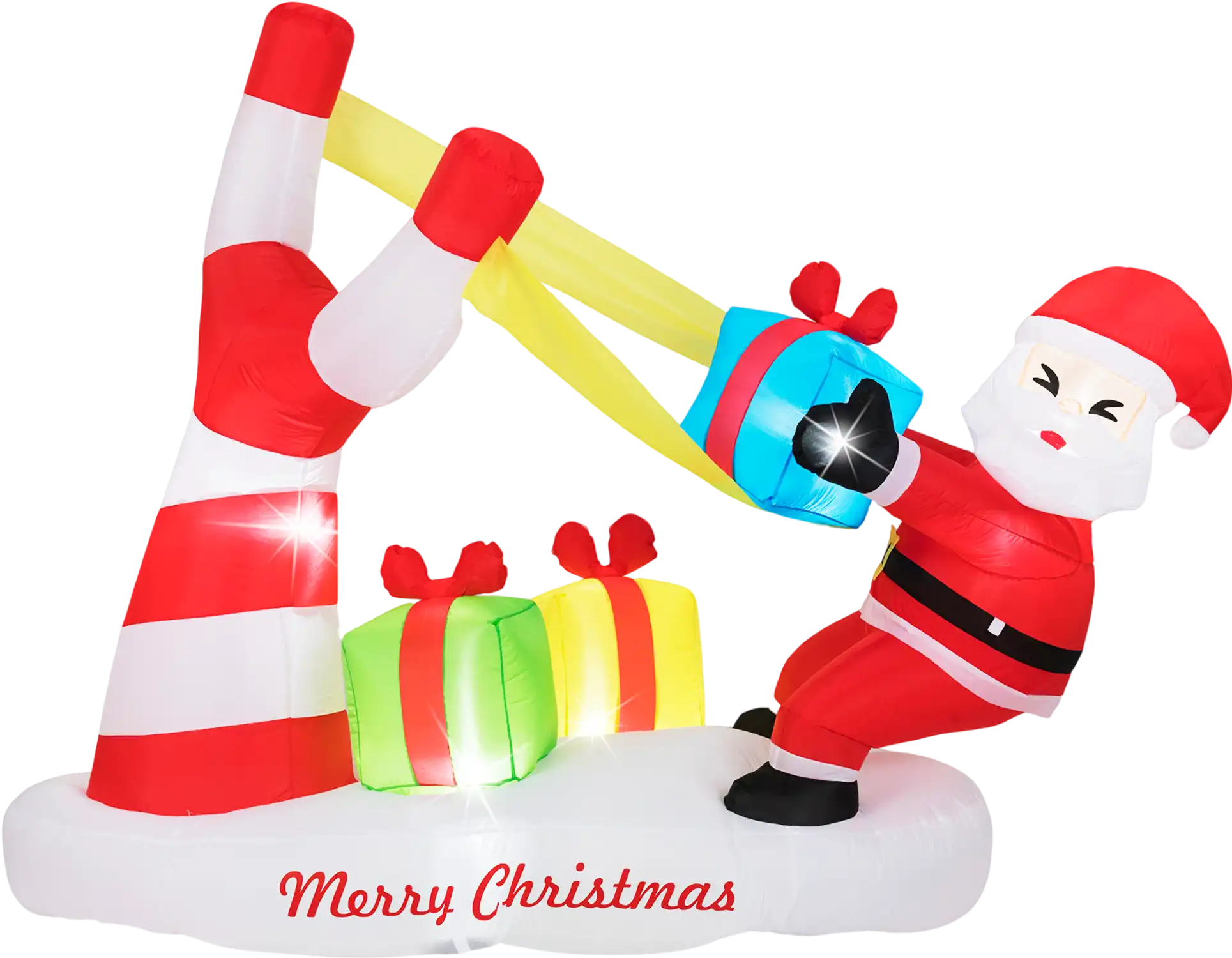 Costway 7' Christmas Inflatable Santa w/ Slingshot LED Lights 81229117 New