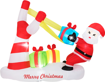 Costway 7' Christmas Inflatable Santa w/ Slingshot LED Lights 81229117 New