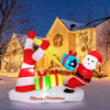 7-foot Christmas inflatable featuring Santa with a slingshot, LED lights, and festive gifts for outdoor holiday.