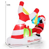 Santa with slingshot and gift boxes, 7 feet tall, LED lights for outdoor Christmas decoration.