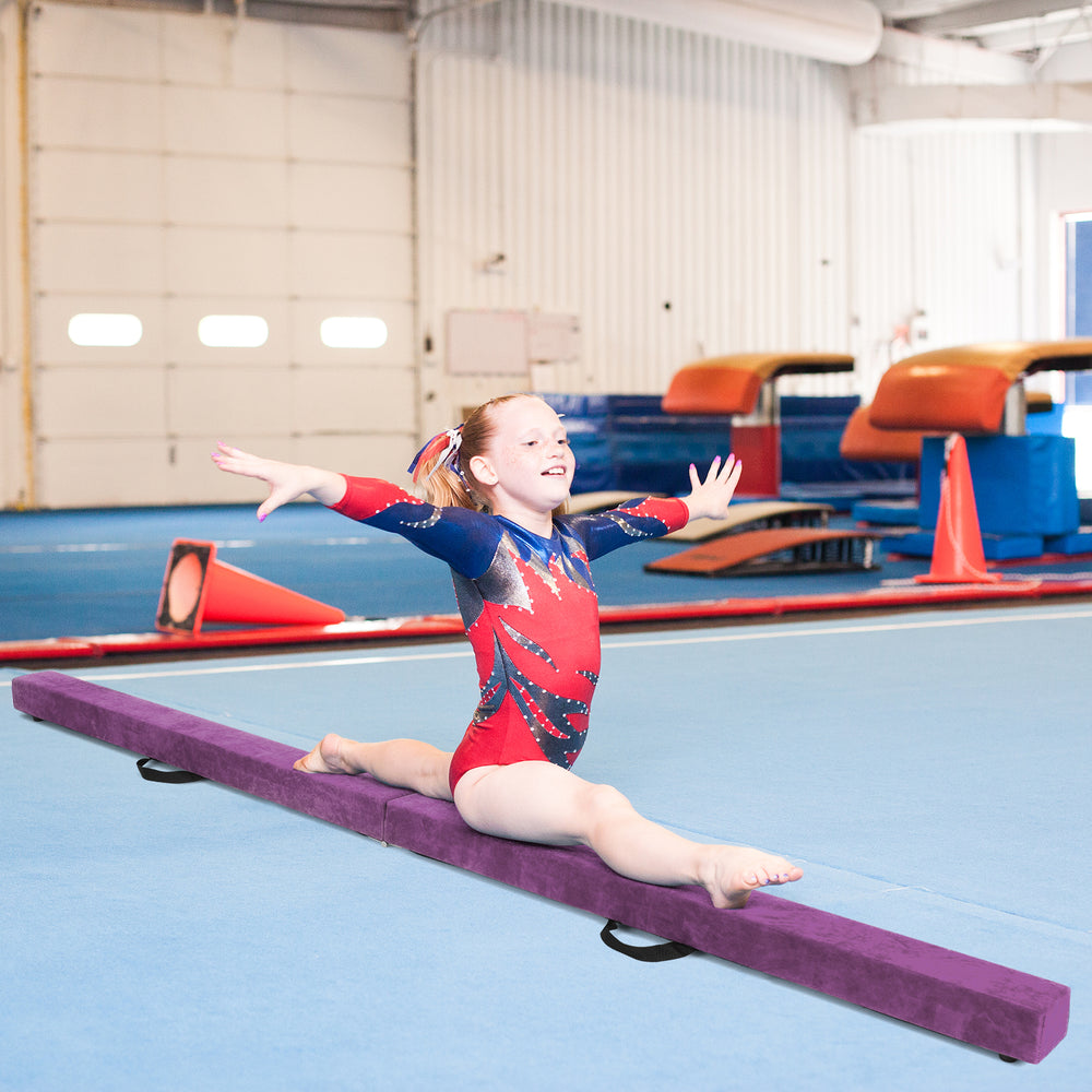 7 Feet Folding Portable Floor Balance Beam with Handles for Gymnasts-Purple - Gallery View 1 of 9