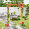 7 feet garden wooden high arbor arch with floral decorations, adding elegance to pathways and outdoor gatherings.