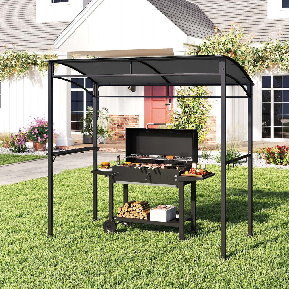 7 Feet Grill Gazebo with Serving Shelf and Storage Hooks-Gray - Gallery View 1 of 11