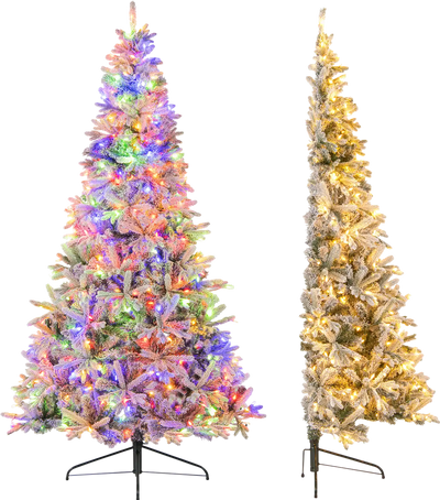 Costway 7' Half Artificial Christmas Tree 852 PE & PVC Tips 9 Modes 82232110 New
