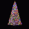 Half 7-foot artificial Christmas tree with 852 flocked branch tips, multicolored LED lights, and 9 lighting modes.