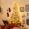 Half artificial Christmas tree with 852 flocked branch tips, warm white LED lights, and space-saving design for festive.