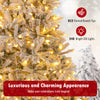 Half artificial Christmas tree with 852 flocked branch tips and 240 LED lights, perfect for space-saving holiday decor.