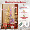7 feet half artificial Christmas tree with 852 flocked branch tips, multicolored lights, and 9 dynamic lighting modes.