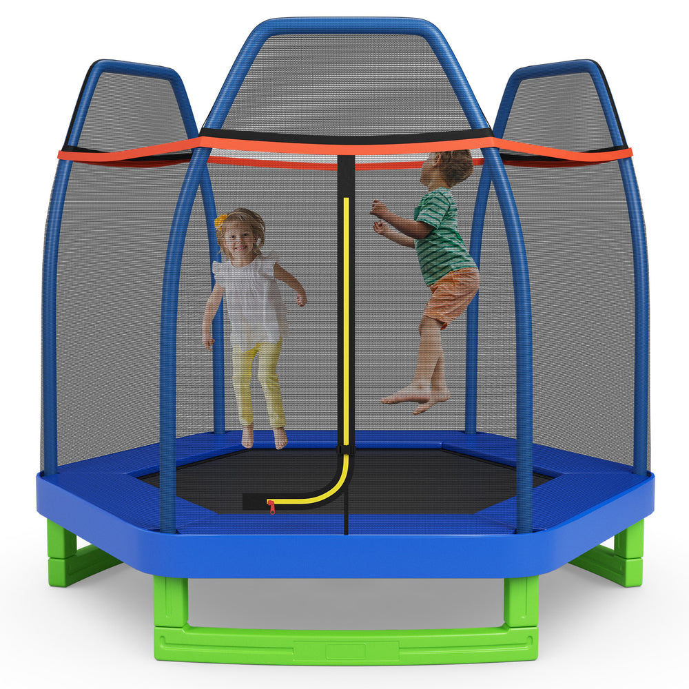 7 Feet Kids Recreational Bounce Jumper Trampoline-Blue - Gallery View 1 of 9