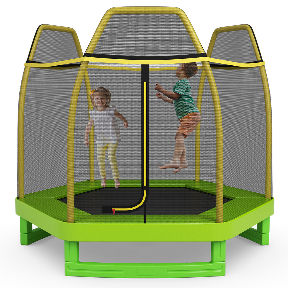 7 Feet Kids Recreational Bounce Jumper Trampoline-Green - Gallery View 1 of 9