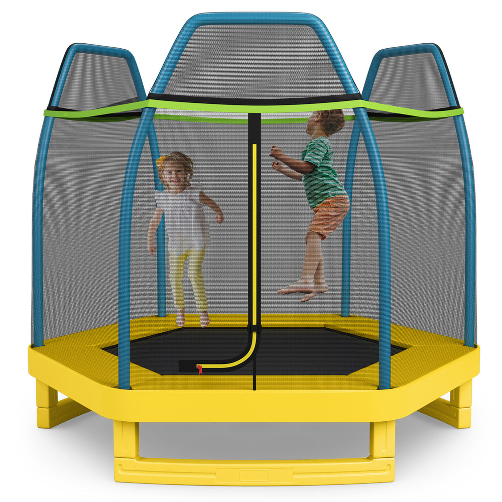 7 Feet Kids Recreational Bounce Jumper Trampoline-Yellow - Gallery View 1 of 9