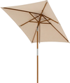 7-foot outdoor rectangular patio umbrella in beige with adjustable heights and a durable water-resistant canopy.
