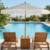 7 feet patio umbrella with fringe and bold stripes, featuring a boho tassel design for stylish sun protection by the.