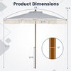7 feet patio umbrella with fringe, blue striped canopy, lightweight aluminum pole, ideal for beach or outdoor use.