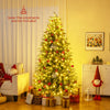 7 feet pre-lit artificial Christmas tree with soft branch tips, featuring warm white LED lights for festive.