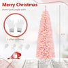 7-foot pre-lit snow flocked pencil Christmas tree with 300 warm white lights, perfect for small corners and festive decor.