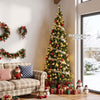7 feet prelit half-shape Christmas tree with 150 LED lights and 8 lighting modes, perfect for small space decoration.