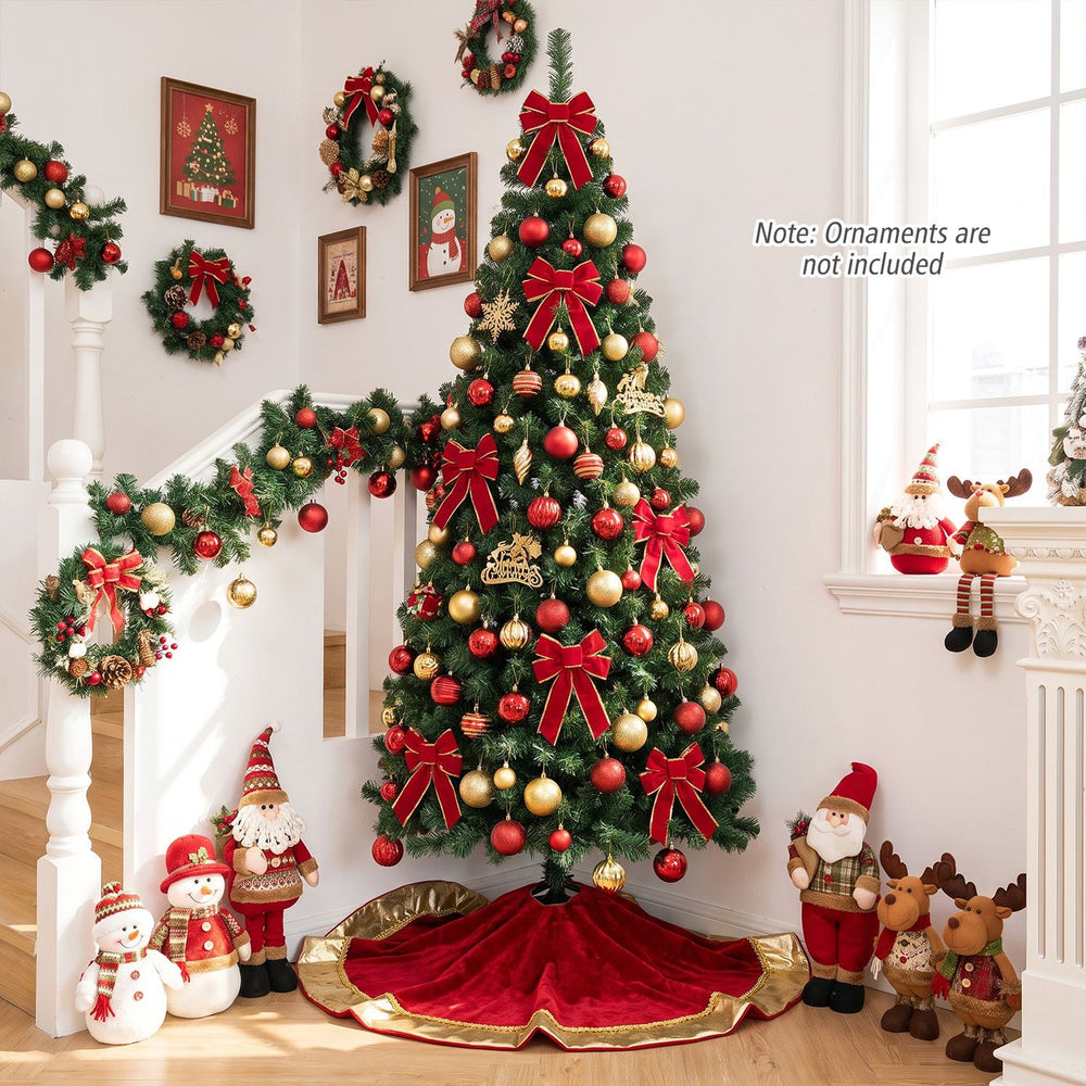 7-foot prelit half-shape Christmas tree with 150 LED lights and 8 lighting modes, perfect for small space decoration.
