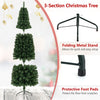 7 feet prelit half-shape Christmas tree with 150 LED lights and folding metal stand for easy setup in small spaces.